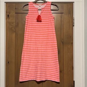 J Crew Crew Cuts Toweling Terry Cloth Pink Orange Striped Pool Dress girls 10